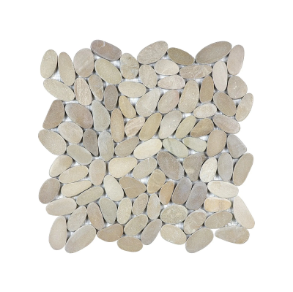 Driftwood Tan Flat Pebble Mosaic - stone tile